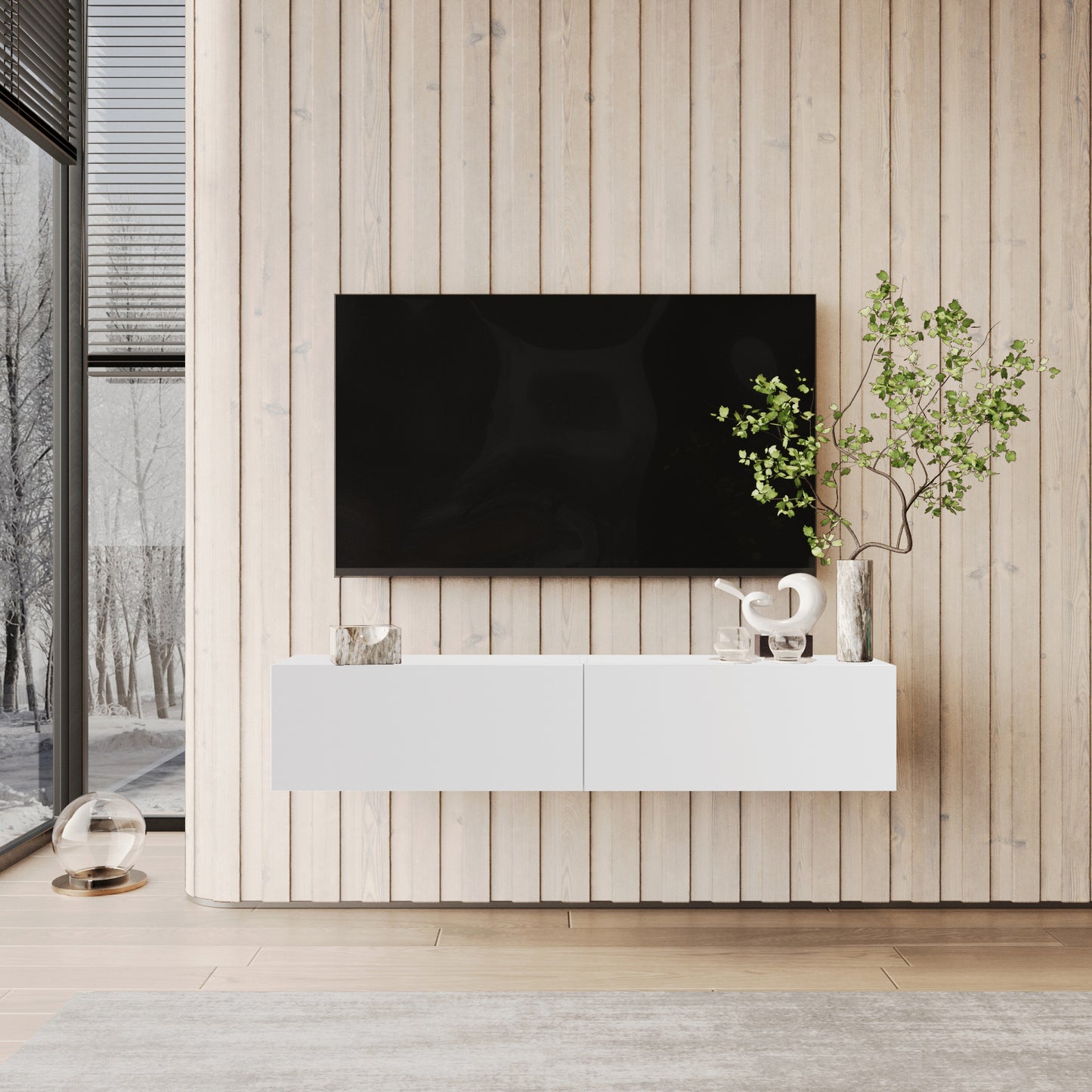 NOVO Wall-Mounted TV Bench 150cm – White