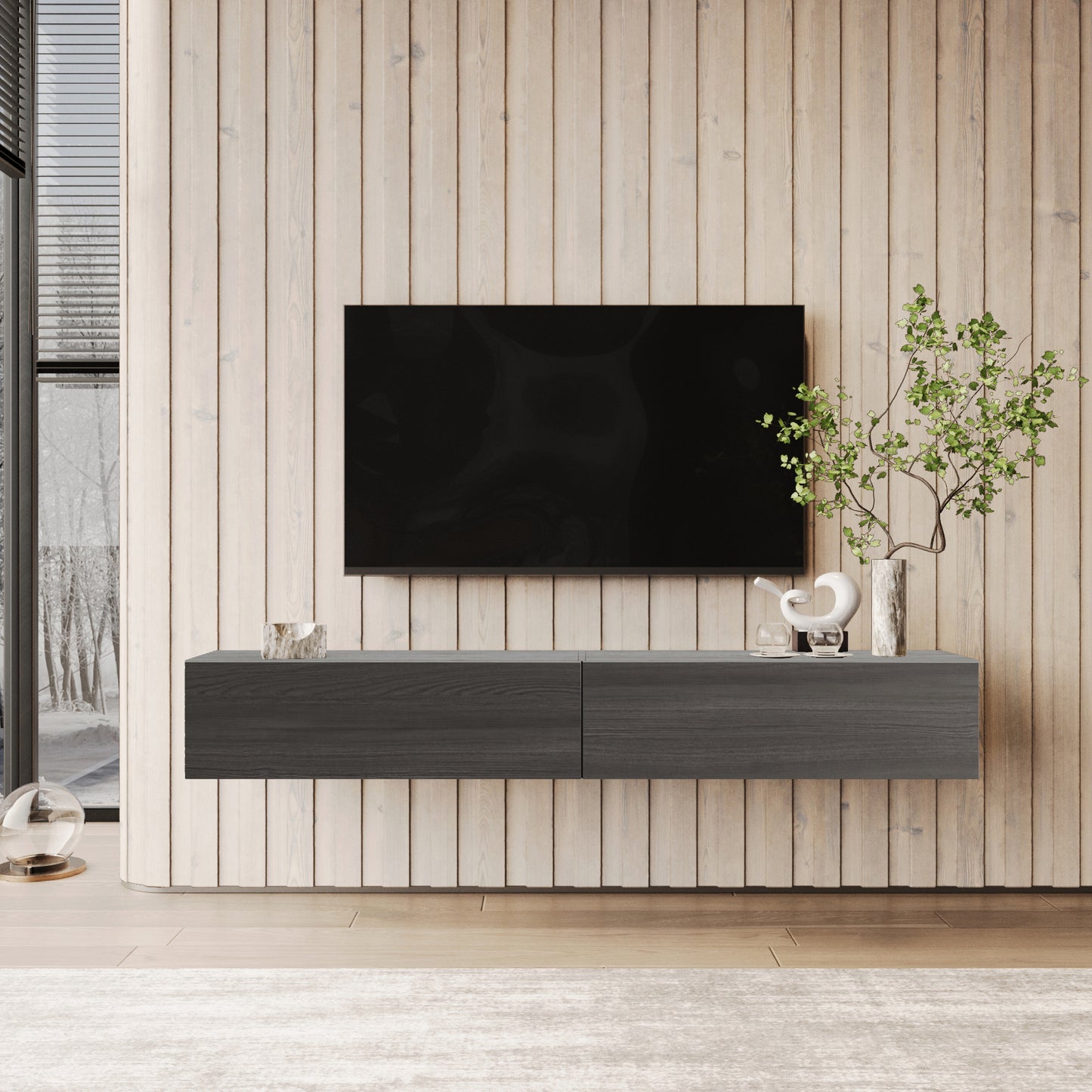 NOVO 200cm TV-BÄNK - SVART EK